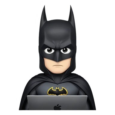 Batman in black costume programming on computer sticker