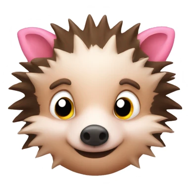 hedgehog, one ear brown, the second ear pink sticker
