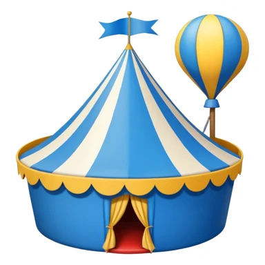 Un emoji de un circo azul con una palomita en el centro sticker
