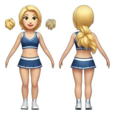 Full body Caucasian curvy cheerleader back and front views sticker