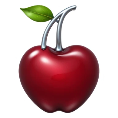 bitten cherry, liquid silver chrome, playful erotic symbolism, glossy shine sticker