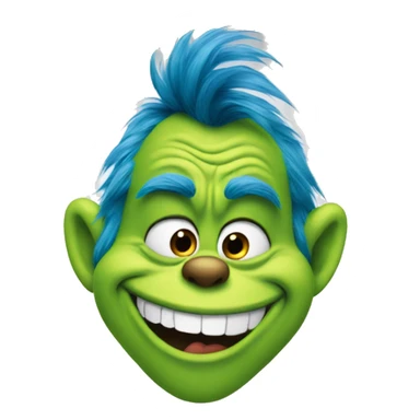 The blue animated grinch smiling sticker