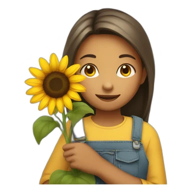 Girl holding sunflower sticker