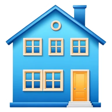 colorful blue house minimal logo sticker