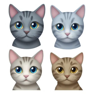 The grey tabby cat, the blue cat, the tabby cat and the silver creen play together sticker