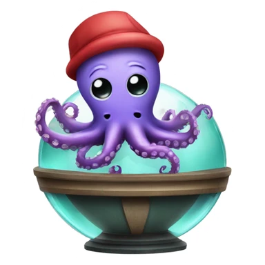 Cute octopus surgeon sitting on a crystal ball sticker