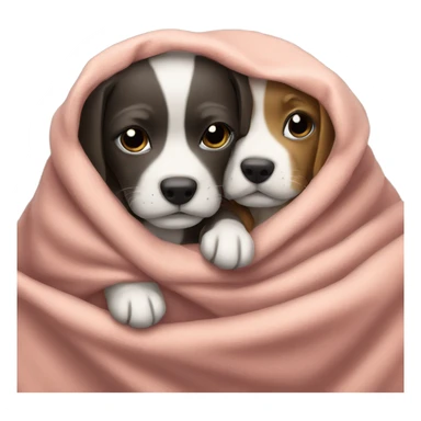 two puppies under a blanket cuddling sticker