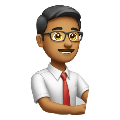 office worker from india seating at his computer sticker