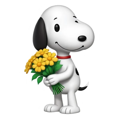 Snoopy holding flower bouquet sticker