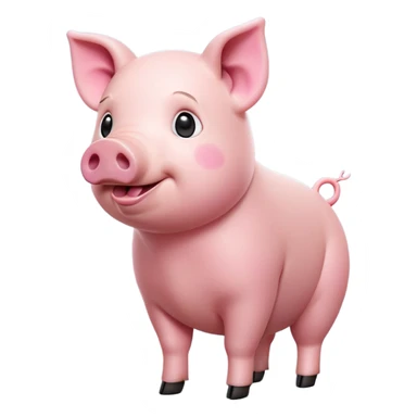 cinematic-[realistic pig]-realistic-full-body-standing-emoji,-tail-flicking-lazily,-head-tilted-dramatically,-sleek-[pink]-skin,-simplified-yet-realistic-focused-features,-highly-detailed,-glowing-with-an-almost-sarcastic-glow sticker