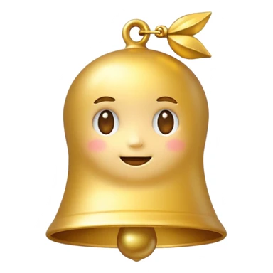 golden bell emoji,
cute emoji style, mobile game emoji,
soft 3D look, smooth gradients,
white outline sticker style,
no background sticker