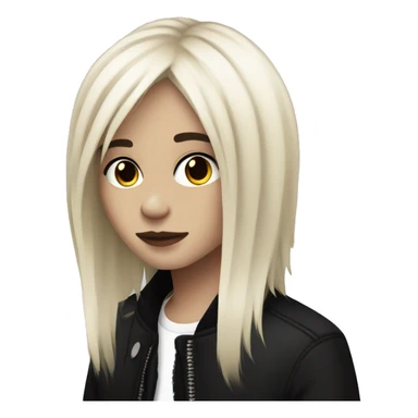 darker pale skin, black layered shag hair, emo sticker