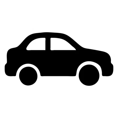 solid filled icon of a car with a small dent, representing Paintless Dent Repair (PDR) sticker