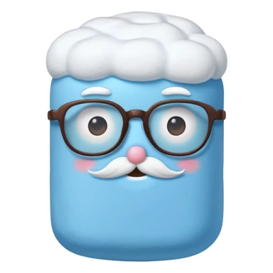 blue marshmallow with mustache and glassess, just marshmallow sticker
