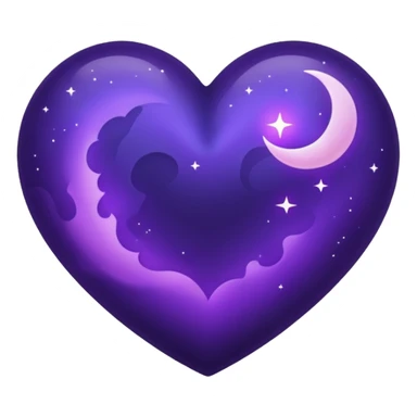 dark purple heart with a purple Moon sticker