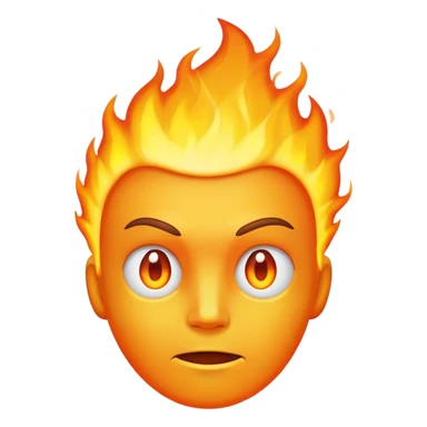 head with fire, expressionless face sticker