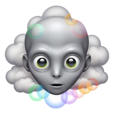 An alien who have colors circles in the eyes and smoke on clouds sticker