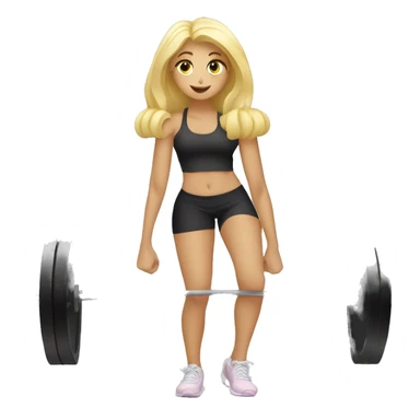 Blonde girl doing squats with barbell sticker