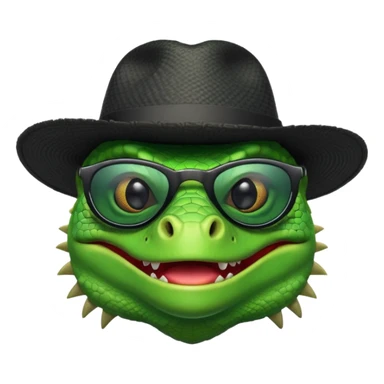 capitalist iguana head with black reflex sunglasses and hat smiling sarcastically sticker