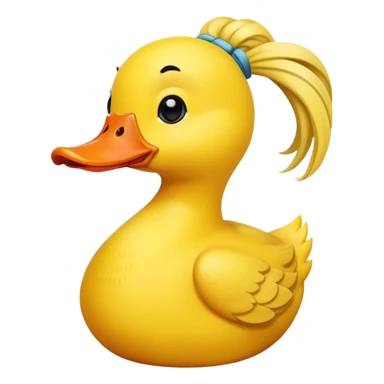 A sickly yellow duck with pigtails sticker
