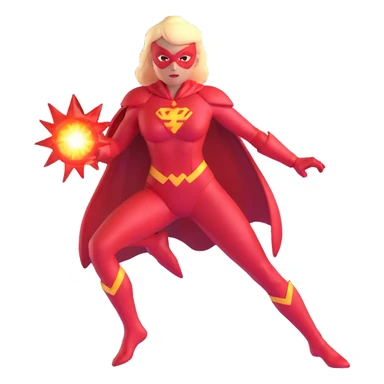 female superhero with red energy powers and red costume sticker