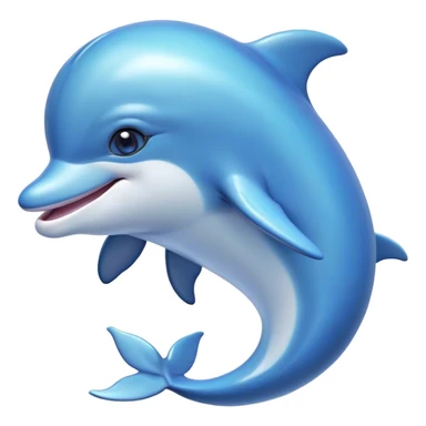 Cinematic Cute Dolphin Portrait Emoji, Head tilted playfully and inquisitively, featuring a smooth, streamlined body with shimmering, silvery-blue skin and round, sparkling eyes full of playful charm, Simplified yet irresistibly adorable features, highly detailed, glowing with a warm, friendly oceanic glow, high shine, affectionate and lively, stylized with a touch of aquatic whimsy, soft glowing outline, capturing the essence of a mischievous yet loving dolphin that appears as if it could splash out of the screen into your arms! sticker