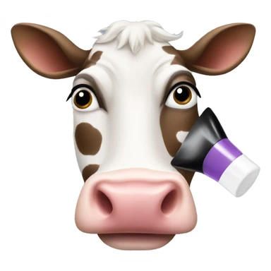 cow applying cosmetics  sticker