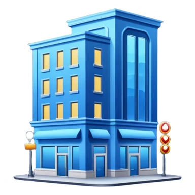 building with blue Signboard in night city sticker