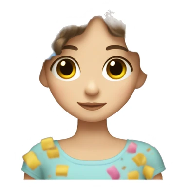 Sleeping little girl with long brown hair and confetti in her hair  sticker