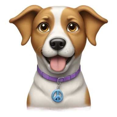 Dog with a peace sign sticker