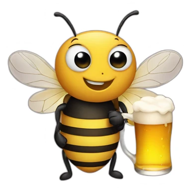bee holding a beer sticker