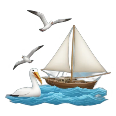 two albatrosses and one sailboat sticker