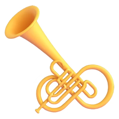 a bugle with musical notes sticker
