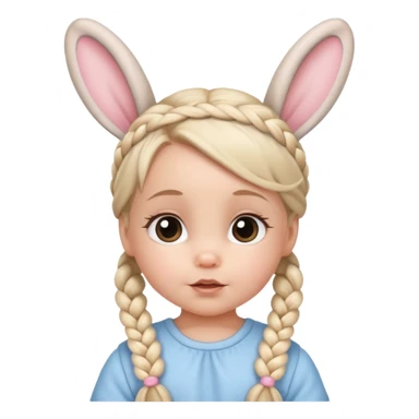 bunny ear accessory wearing baby braided hair sticker