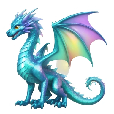 Sparkly glossy Pastel iridescent glass dragon full body sticker