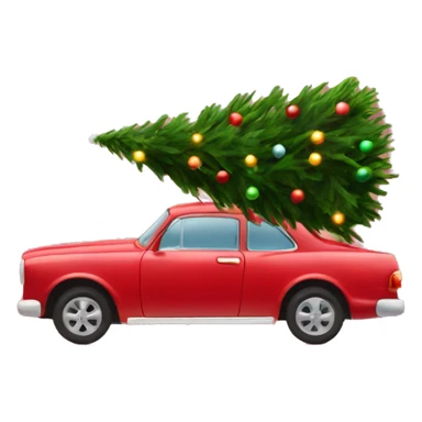 Christmas red Car with Christmas Tree  sticker