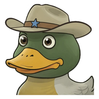 Duck with cowboy hat sticker