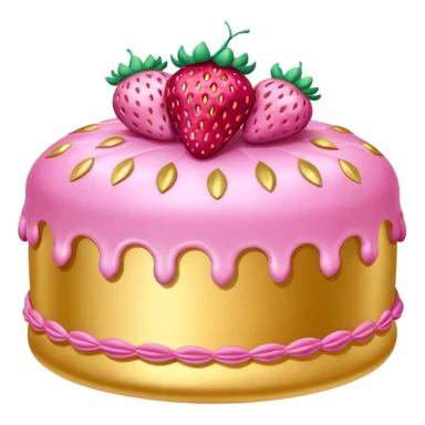 gold rococo pink inflatable puffy strawberry cake sticker