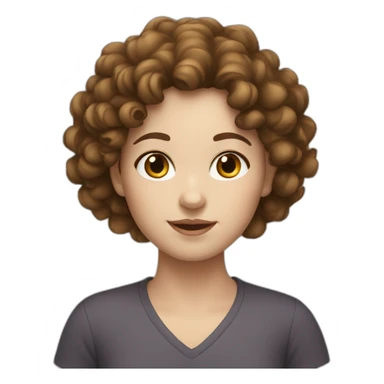 Girl with brown curly hair with white skin sticker