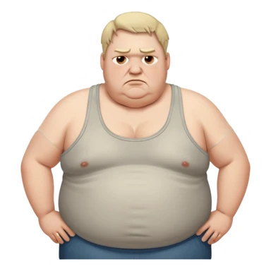 very  obese middle aged white man in wifebeater with  dirty appearance. His hair is very greasy and he looks lazy and uncaring sticker