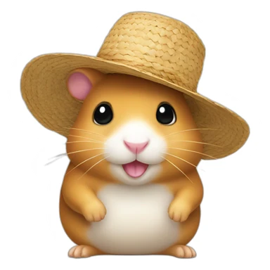 A big hamster in a small straw hat sticker