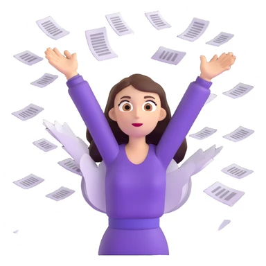 scared woman with flying papers around her sticker