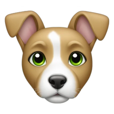 rabbit mixed with dog, with green eyes, bege and white sticker