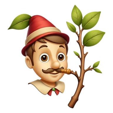 Pinnochio with a branch nose  sticker