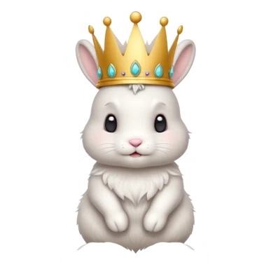 white cute bunny with big crown, funny, standing sticker