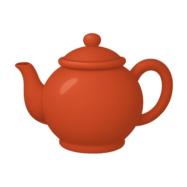 Create a teapot in the same moderate red color as the reference teapot, matching the style and shading of the attached coffee cup emoji. The teapot should have no face and be in the emoji style as shown in the coffee cup emoji. Add a subtle highlight to the teapot. sticker