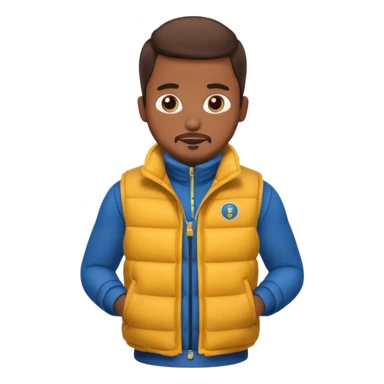 brown skin man with puffer vest sticker