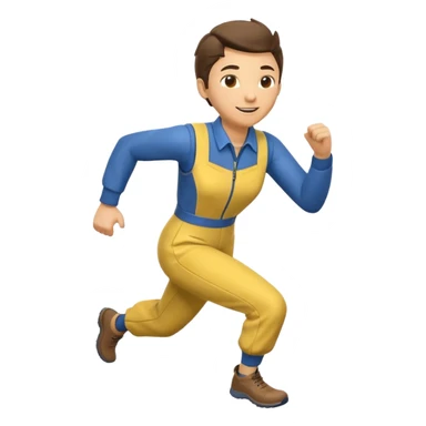cheerful Vault Dweller in classic blue-and-yellow jumpsuit, running energetically sticker