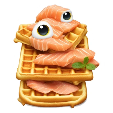 Waffles with salmon sticker