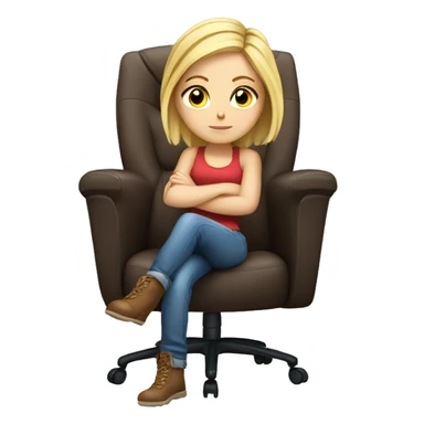 white girl on a big gaming chair thinking  sticker